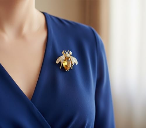 Image of Bee Pin and Brooch - Women's Retro Honeycomb Fashion Rhinestone Sunflower Brooch - Cute Cartoon Personality Enamel Oil Drop Color Insect Pin