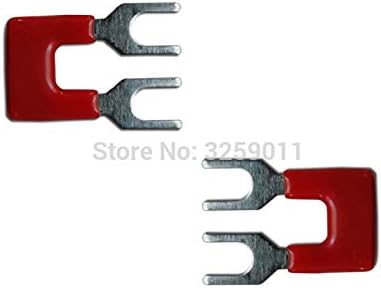 Davitu 50PCS TB2502 2 Positions 25A Wire Connector Pre Insulated Fork Type Barrier Spades Terminal Strip Jumper Block red - (Color: Red)
