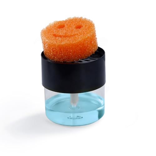 OENUASG Soap Dispenser & Sponge Holder Compatible with Scrub Daddy Sponges - Kitchen Sink Pump Dispenser Instant Refill White