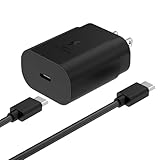 Fast Charger for Samsung 25W Charger with 5FT USB Type C Cable Fast Charging for Samsung Galaxy Phone S25/S24/S23/S22/S21/S20/Note20/Note10/Note9/Ultra/Galaxy Tab/S9/S8/Plus/Black