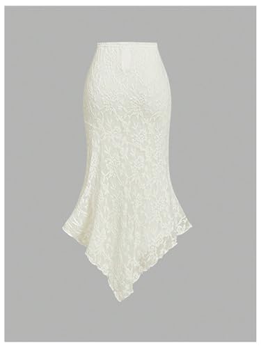 GORGLITTER Women's Asymmetrical Long Skirt Boho Floral Lace Bodycon Fishtail Maxi Skirts Trendy 20252
