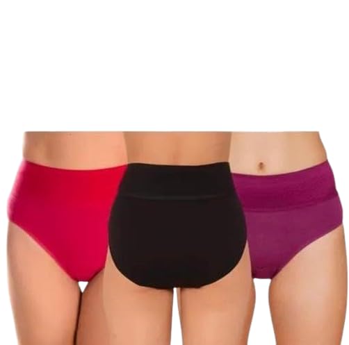 Women's High Waist Cotton Tummy Control Briefs Pack of 3 | Full Coverage Shapewear Panties-image-5