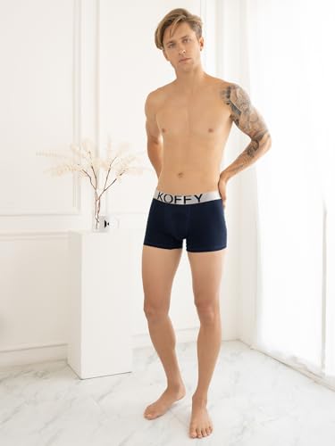 Image of KOFFY Men's Malleable Cotton Lycra Long Trunk with Minus Cutting Pouch and Moisture Wicking Properties