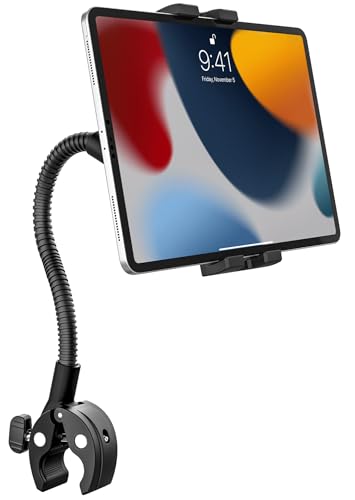 woleyi Soporte Tablet para Cochecito Silla de Ruedas Barco Bicicleta con Cuello de Cisne, Soporte Tablet Manillar Poste Barra Tubo para iPad Mini Air Pro, Galaxy Tab, Kindle, Fire, Teléfono, 4 13