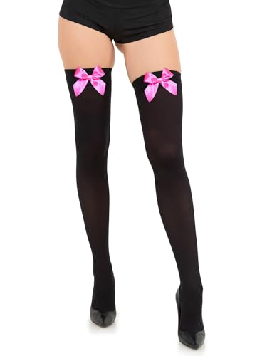 Image of Opaque Thigh High Bow Stockings for Women Thigh Highs Stockings with Bows Over The Knee Socks