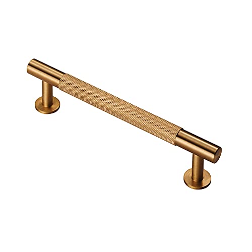 Knurled Bar Door Pull Handle - 158 x 13mm - 128mm Fixing Centres - Satin Brass - Image 2