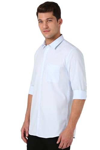 Image of Peter England Men Cotton Slim Fit Stripe Shirt