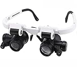 Magnifier Glasses 8X 15X 23X Led Light Glasses, Head Wearing Double Eyepieces Magnifying Loupe with LED Light, for Reading Eyelashes Extension Tattoo Jeweler Repairing (1 pcs)