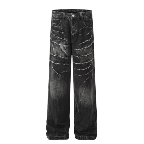 Jeans Pants Trousers Denim Retro Street Trendy Straight Tube Washed and Whitewashed Design High End Commuter for Men2