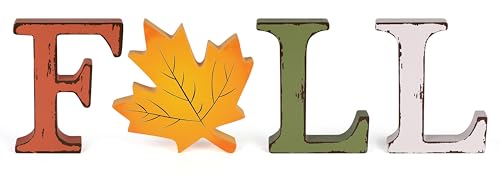 Fall Decorations for Home, 4 Pcs Thanksgiving Wooden Table Decor,...