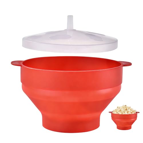 Grand Récipient À Popcorn Pliable En Silicone Avec Couvercle, Popper Bowl, Sans Bpa, Sans Huile,...