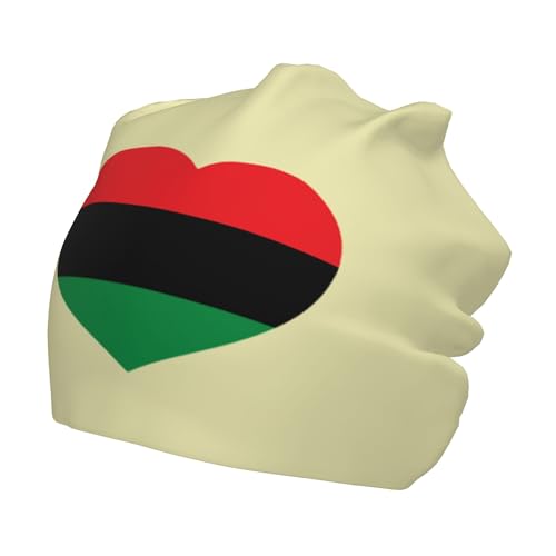 Pan-African Flag Heart Children Hip Hop Knitted Hat Kids Elastic Leisure Knit Cap Warm Sleep Beanies Black
