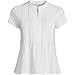 Lands' End Women's Lightweight Jersey Button Pintuck Top Large White