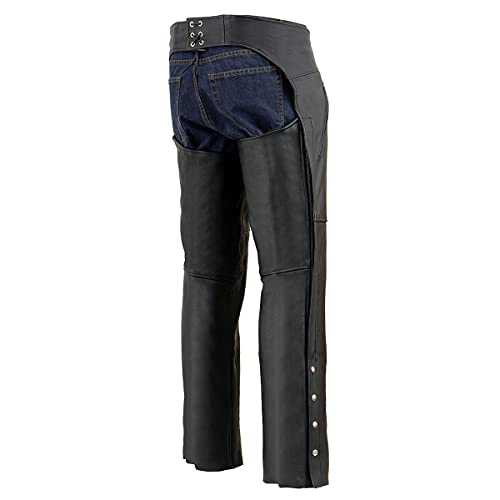 Milwaukee Leather SH1190-2X-BLACK Chaps For Men'S Black Prime Leather Zipped Thigh Pocket-Mesh Lined Motorcycle Rider Chap-Sh1190-2X-Large thumb #6