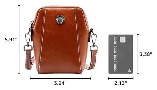 Image of Genuine Leather Small Crossbody Bags for Women | Lightweight Shoulder Purse, Designer Handbag with Adjustable Strap, Casual Travel Everyday Bag