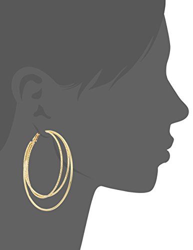 Guess Smooth and Textured Wire Gold Hoop Earrings2