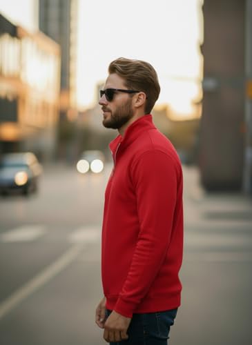 Image of Mack Jonney Men's Fleece Half-Zip High Neck Sweatshirt | Warm & Stylish Winter Wear -JM4380