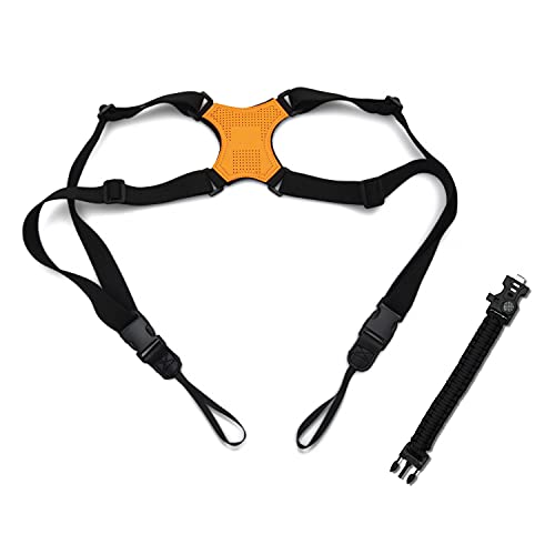 Venmark Binocular Harness Strap for Binoculars and Cameras - Holster Strap for Hiking, Birding, Hunting, Golfing - Complete with Survival Bracelet with Fire Starter, Compass, Whistle, and Paracord