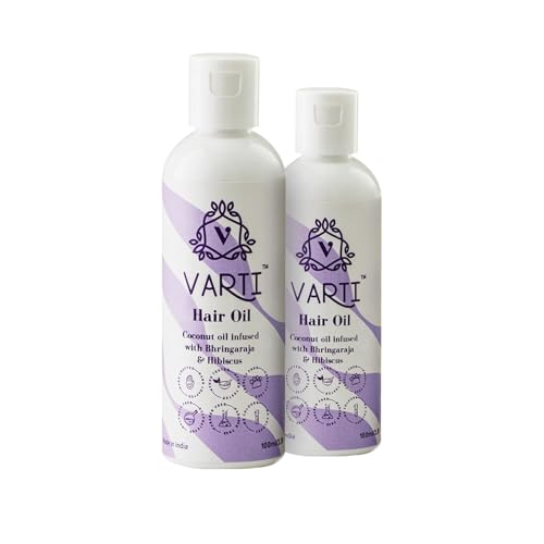 Varti Organic Hair Oil (Pack of 2) 100ml, Bhringraj & Hibiscus for Healthy Hair Growth & Thickness, Helps in New Hair Growth, Control Hair Fall & Split End, Effective on Dandruff (Pack-2,200Ml)