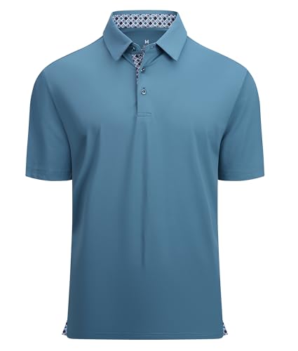 Alex Vando Mens Golf Shirt Moisture Wicking Quick-Dry Solid Short Sleeve Polo Shirts for Men