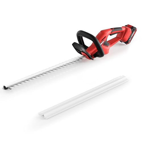 TEENO Taille-haie sans Fil 20V 2.0Ah Li-on Batterie, Taille Haie Electrique Lame Double Action de 520 mm, Diamètre de Coupe 16 mm, La poignée est orientable...