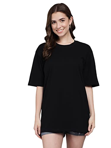 Image of FUNDAY FASHION Women Cotton Half Sleeve Printed Oversized Relaxed Fit T-Shirts /Girls (Pack Of 2)