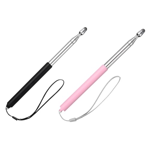 PATIKIL 2 PCS Pointer Finger Stick, 39.4" Teacher Finger Pointer Stick Stylus-Pen Retractable Touch Screens Whiteboard Presenters Extendable Telescopic for Classroom Teacher, Black, Pink
