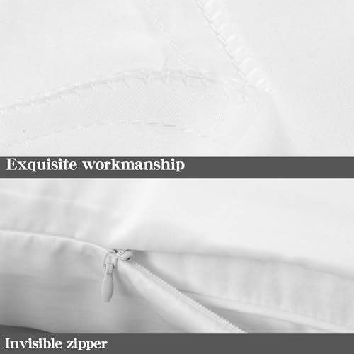 NTBAY 2 Pack Zippered Satin Pillow Cases for Hair and Skin Luxury King Hidden Zipper Pillowcases Set of 2, 50x90 cm, White - Image 3