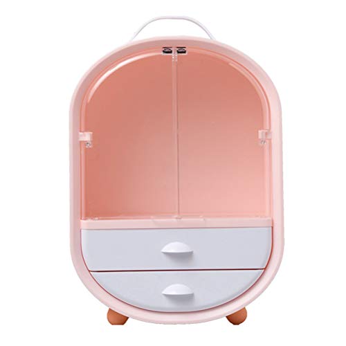HKHJ Make Up Organizer mit Schubladen, Kosmetik Organizer Staubdicht Beauty Aufbewahrung Schmink Kosmetikbox für Dresser Schlafzimmer Badezimmer,Rosa Cover
