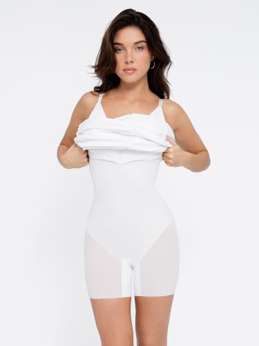 Image of Popilush Corset Midi Dress for Women, Built-in Bra Shapewear Ruched Dress