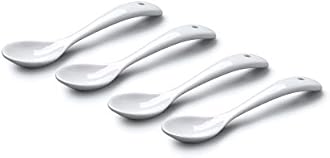 WM Bartleet & Sons 1750 TSET153 Set of 4 Traditional Porcelain Condiment Spoons for Jam, Sugar and Sauces (11cm) – White