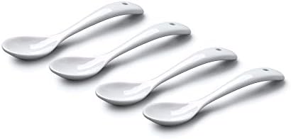 WM Bartleet & Sons 1750 TSET153 Set of 4 Traditional Porcelain Condiment Spoons for Jam, Sugar and Sauces (11cm) – White
