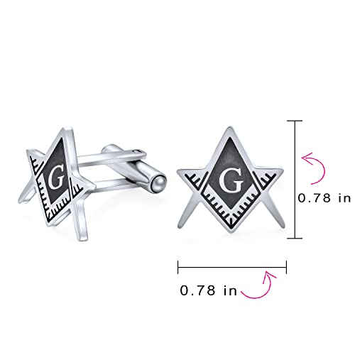 Mancuernas Masonic Bling Jewelry compás bicolor acero miniatura 4