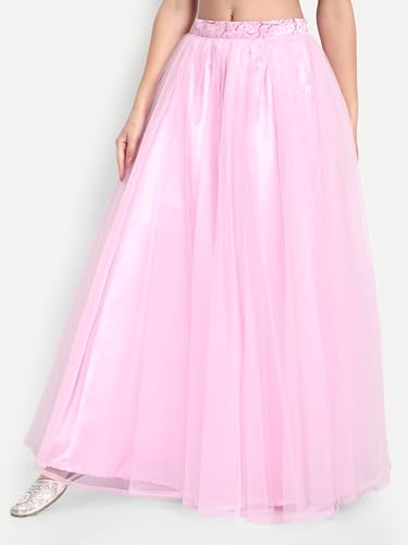 Image of TILISM Women's and Girls Solid Satin Long Skirt