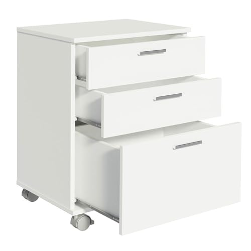 Gaveteiro para Banheiro Branco com 3 Gavetas e Rodinhas Madesa