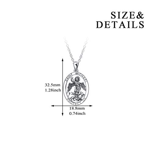 Yfn St Archangel Michael Medal Pendant Necklace Sterling Silver Medallion San Miguel Pendant Necklace (St. Michael) #TOP3
