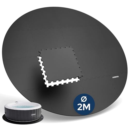 AREBOS Tapis de Protection Rond Ø 200 cm pour Piscine et Spa | Tapis Puzzle Isolant et antidérapant | Protection pour extérieur & Whirlpool Gonflable