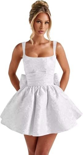 YMSHA Square Neck Short Satin Homecoming Dresses for Teens Jacquard Cocktail Party Dress YMS366