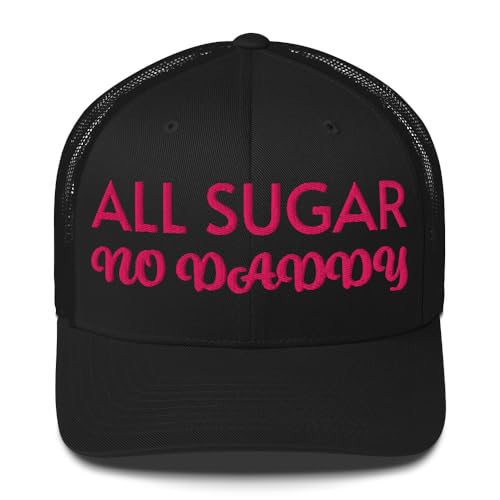 All Sugar No Daddy Trucker Hats Women, Birthday Gifts for Mom, Wife, Funny Embroidered Hat for Girls, Vintage Cap3 Black