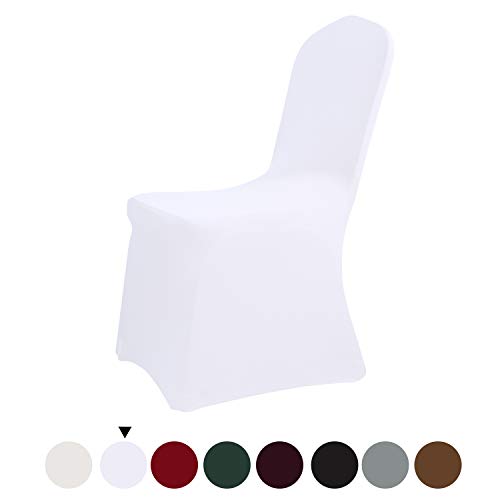 Easy-Going 6pcs Wedding Chair Covers Decoration Polyester Spandex Stretchable Banquet Flat Chair Slipcover