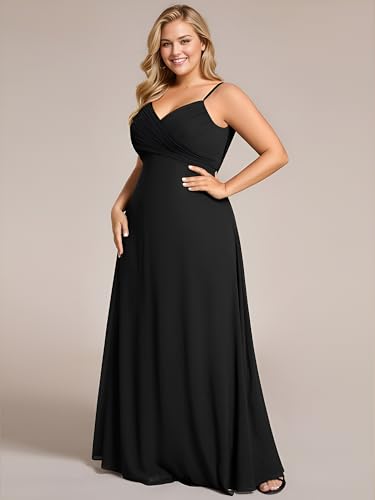 Ever-Pretty Women's Summer Chiffon Pleated Plus Size Bridesmaid Dresses Sleeveless Formal Gown with Spaghetti Straps4