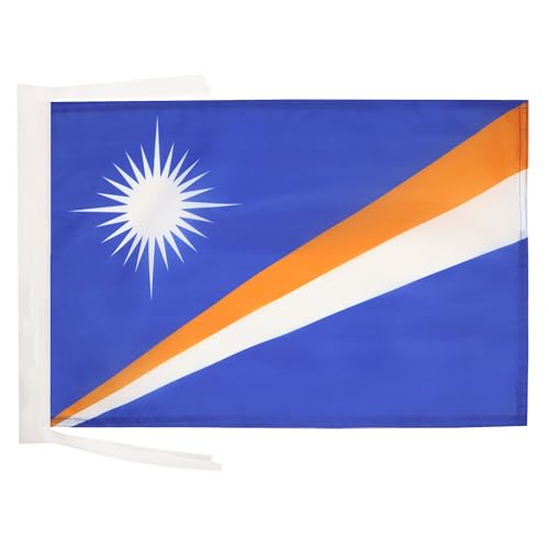 AZ FLAG - Drapeau Iles Marshall - 45x30 cm - Pavillon Marshallais 100% Polyester Avec Deux Cordelettes - 20g