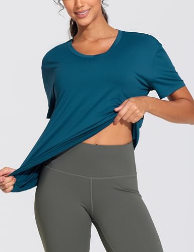 THE GYM PEOPLE Women's Short Sleeve Loose Fit T Shirts Basic Summer Casual V-Neck Breathable Workout Tee Tops3