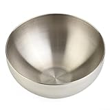 Cuenco de doble pared aislado con calor, acero inoxidable, sopa de arroz, mezcla de ensalada (15 cm, plateado)