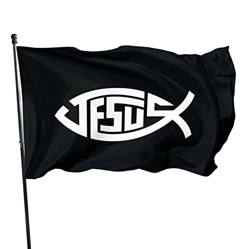 HELIDOUD Jesus Christian Fishs Outdoor Decorative Yard Flag Home Garden Flag 3 X 5 Ft