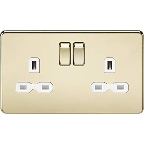 Knightsbridge 13A Screwless Polished Brass Socket Cover