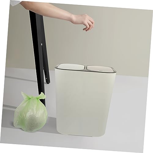 Caneca de basura rectangular con doble compartimento beige miniatura 5