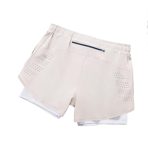 Yuecarcar Shorts de corrida masculinos 2 em 1 de secagem rápida com forro, shorts de treino com bols