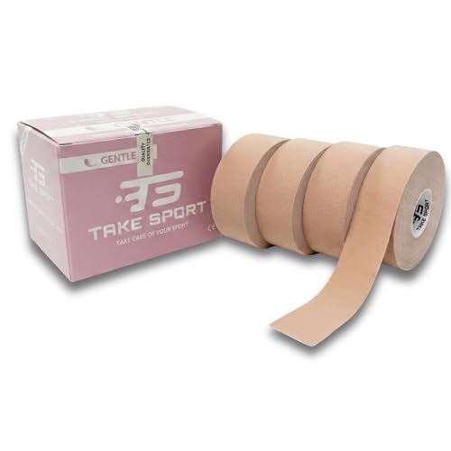 TAKE SPORT Kinesio GENTLE – Face Taping para rostro, Kinesio Tape facial para arrugas, Face Tape lifting, 1 rollo 5x5 m, 95% algodón elástico, color beige (Kinesio GENTLE, 4, unidad)