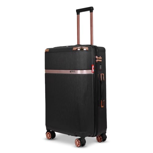 Image of AMERICAN TRAVELLER Urban Gold ABS Hardside Luggage Set, 5-Piece, Grey with Rose Gold Accents, TSA Lock, 8 Spinner Wheels, 730 Days Warranty (1, Black, S20)